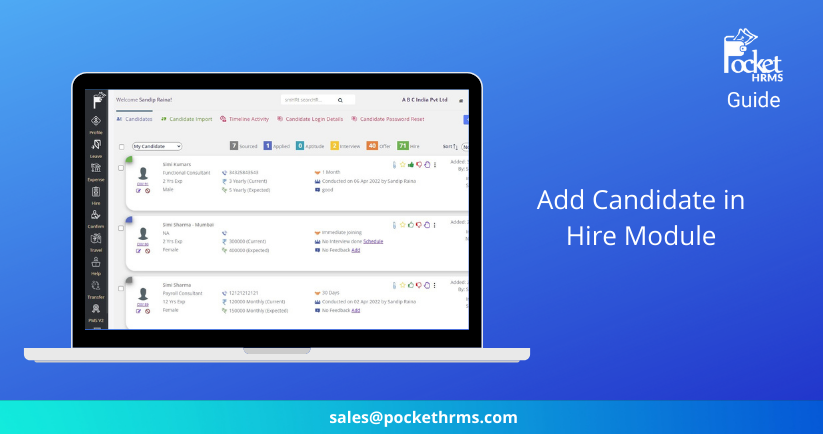 Pocket HRMS Guide - Add Candidate in Hire Module