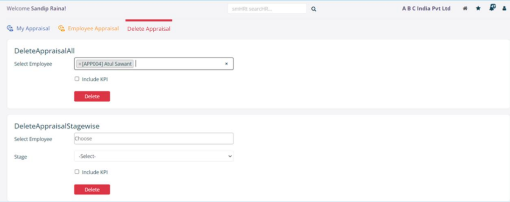 Appraisal Delete Feature