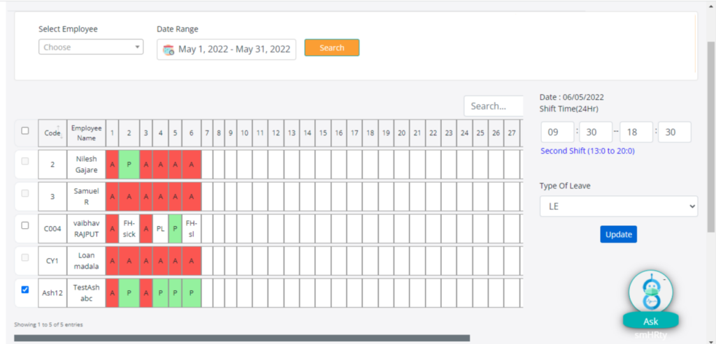 Manual Attendance Entry