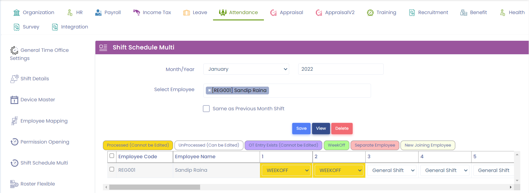 Employee Filter in Roster Management