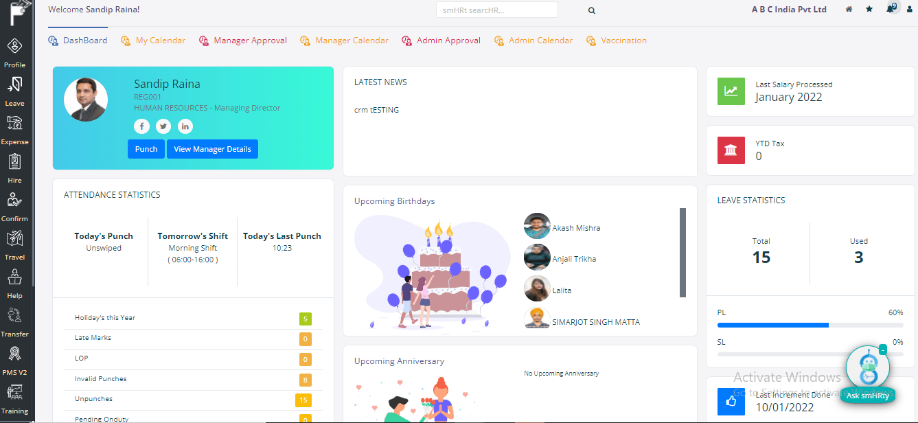 Employee Self Service Portal
