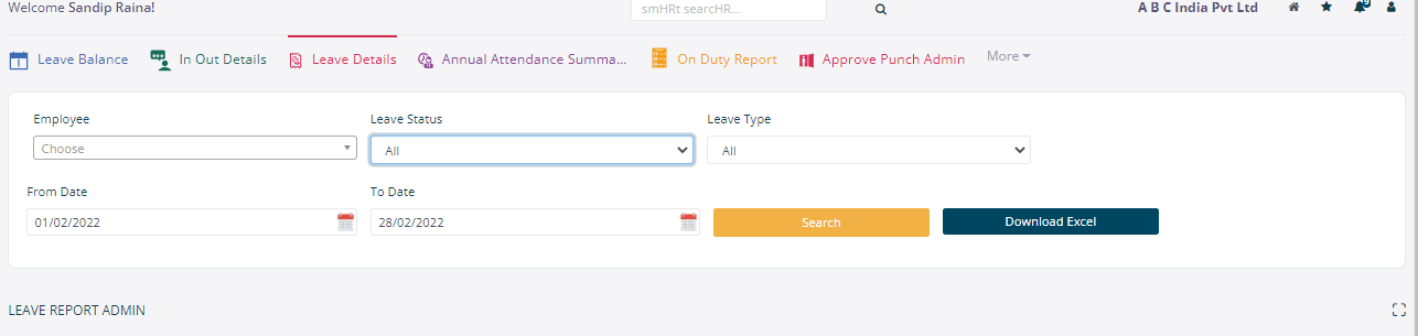 leave details