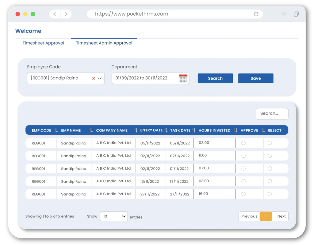 Timesheet Admin Approval