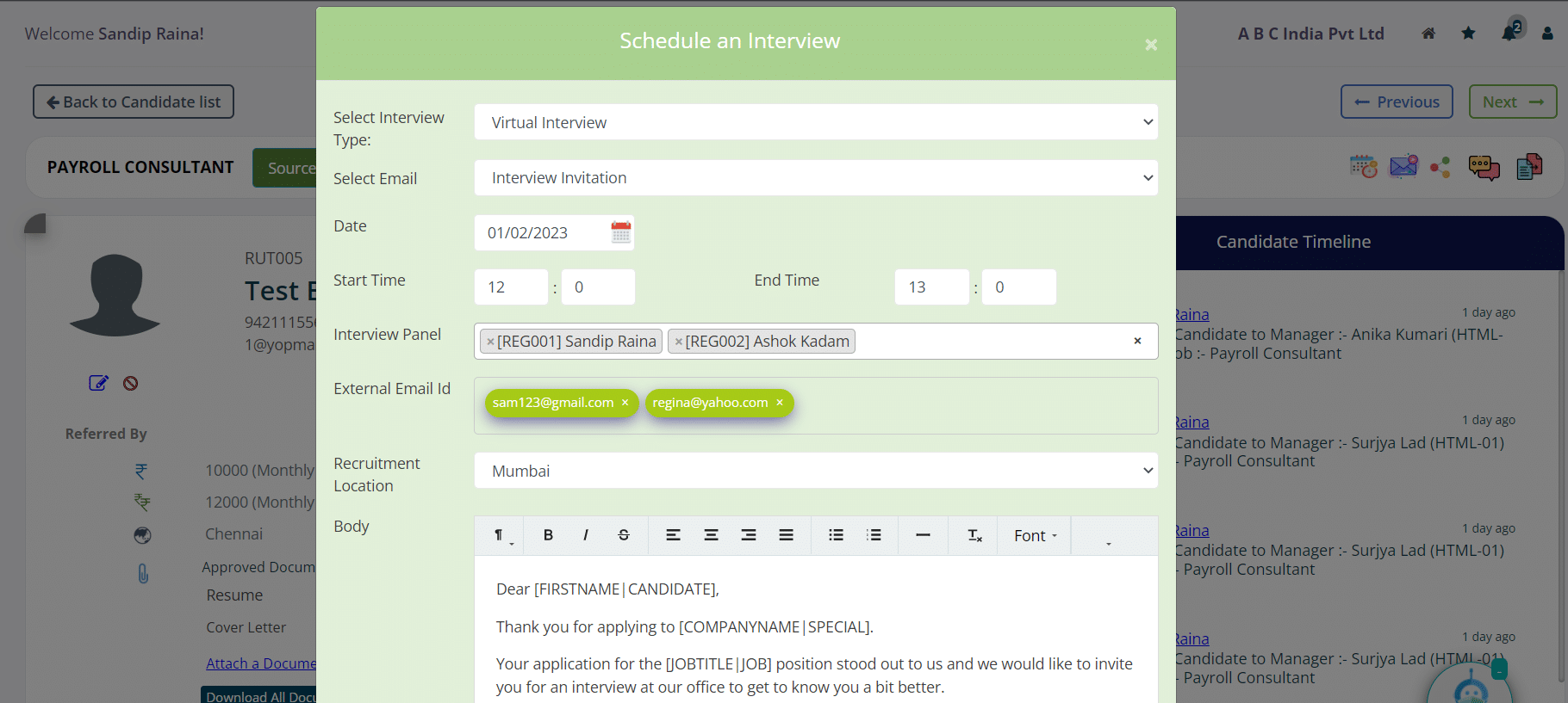 Schedule Interview