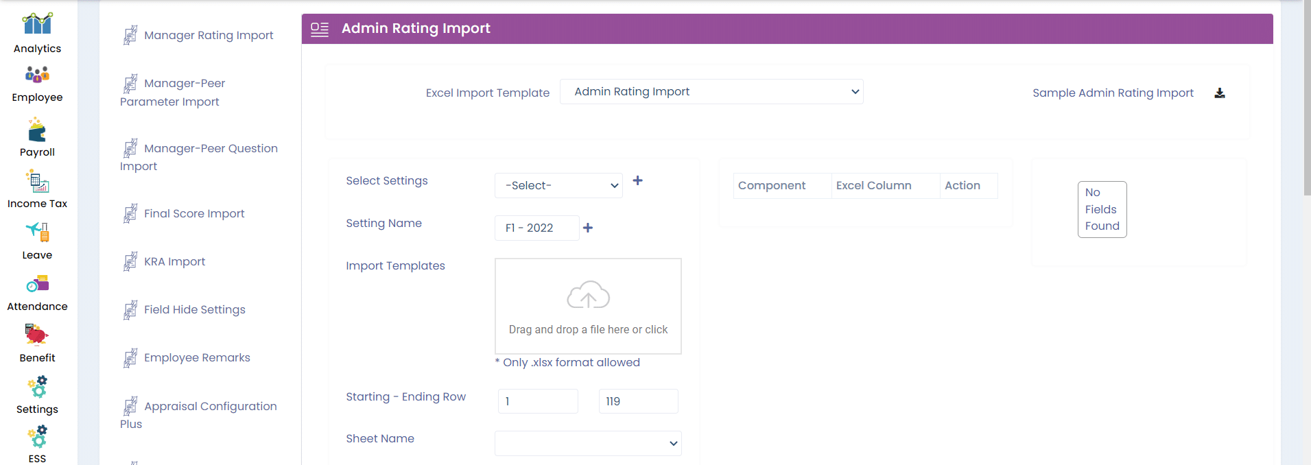 Stage-wise Appraisal Admin Ratings Import