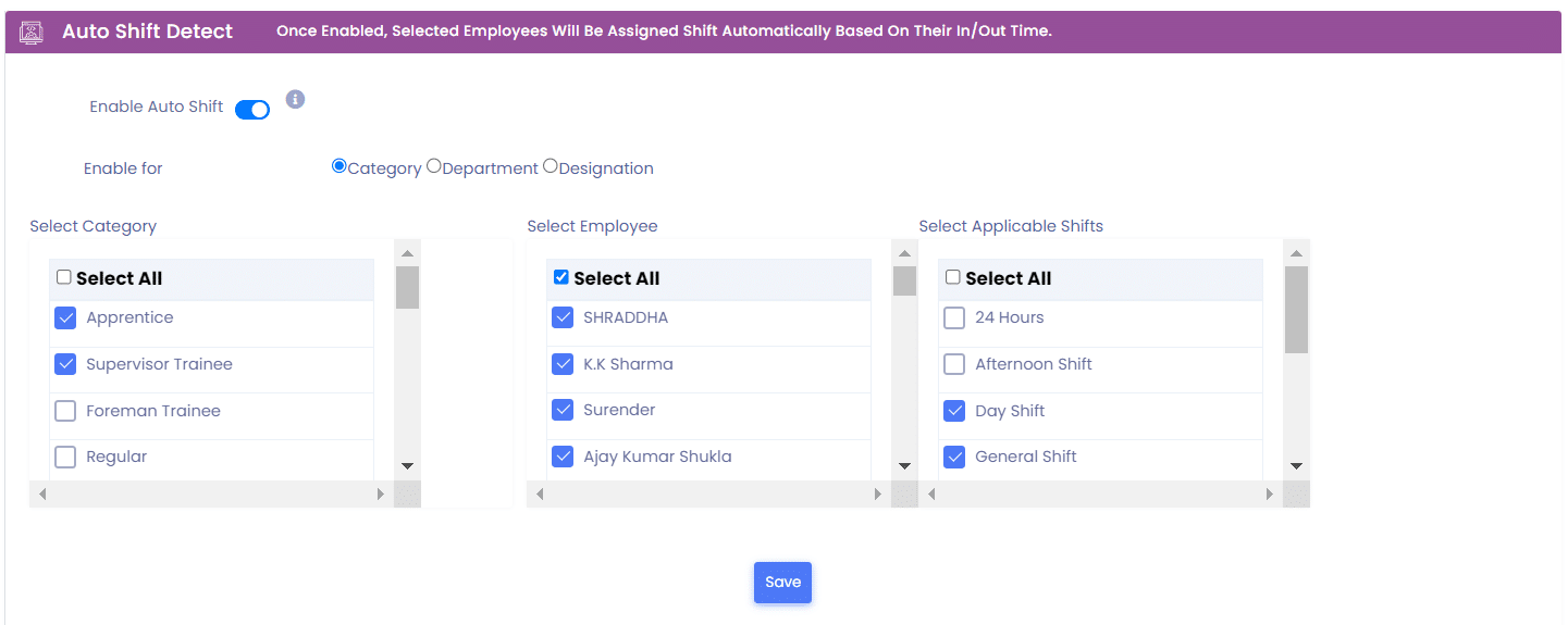 Auto Shift Detect