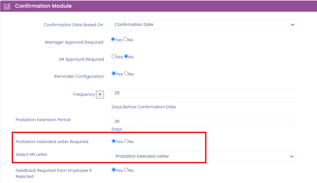 Probation Settings