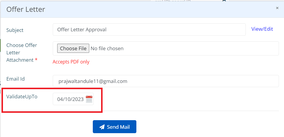 Set Validity for Offer Letters