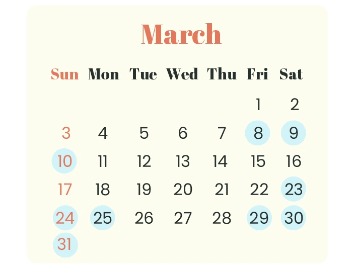 Long Weekend In March 2024