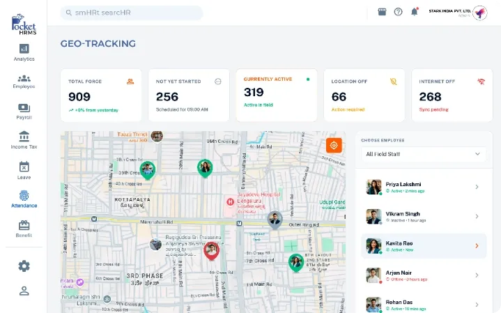 Geo-tracking Attendance Management